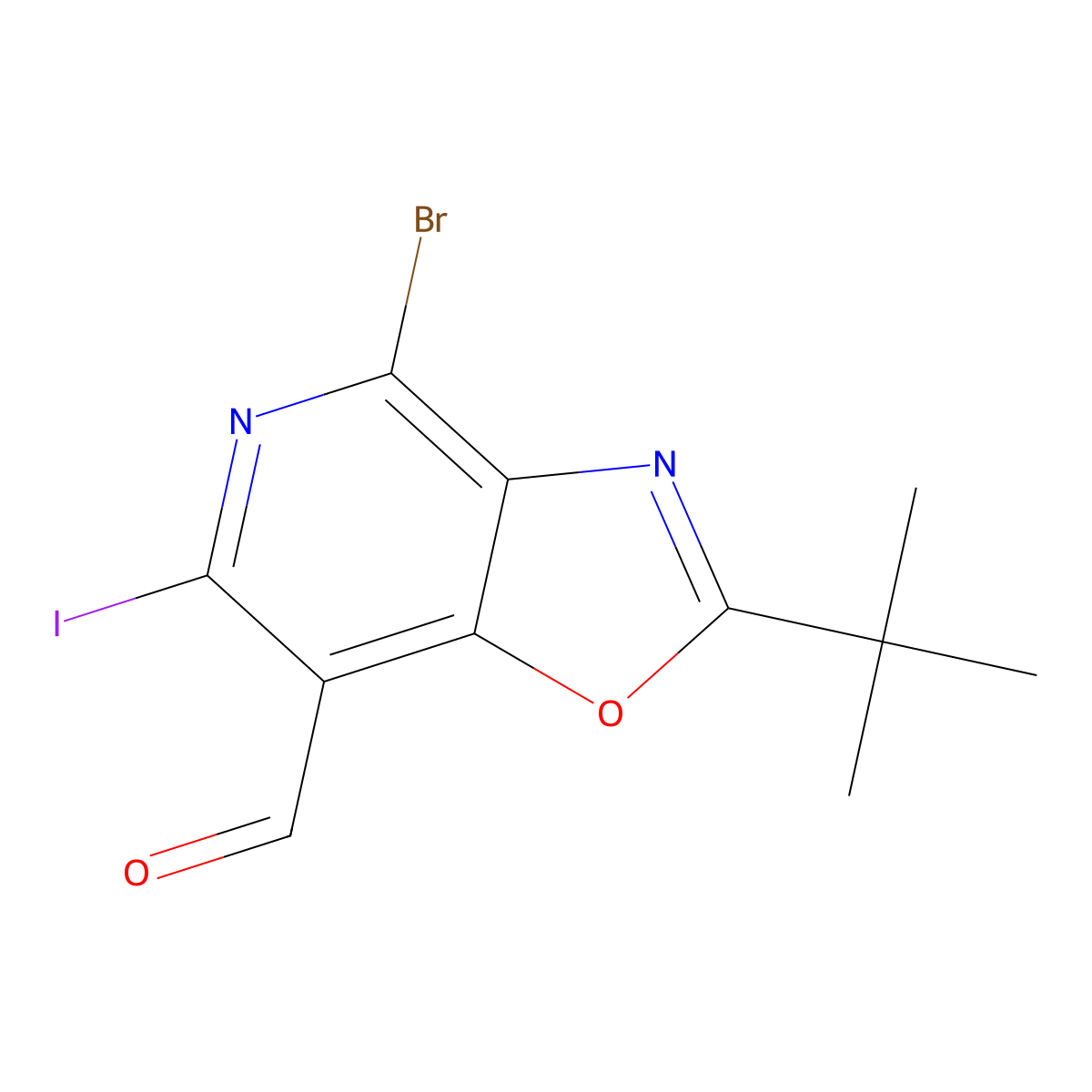 4-Bromo-2-(tert-butyl)-6-iodooxazolo[4,5-c]pyridine-7-carbaldehyde molecular structure, CAS 1305324-77-9