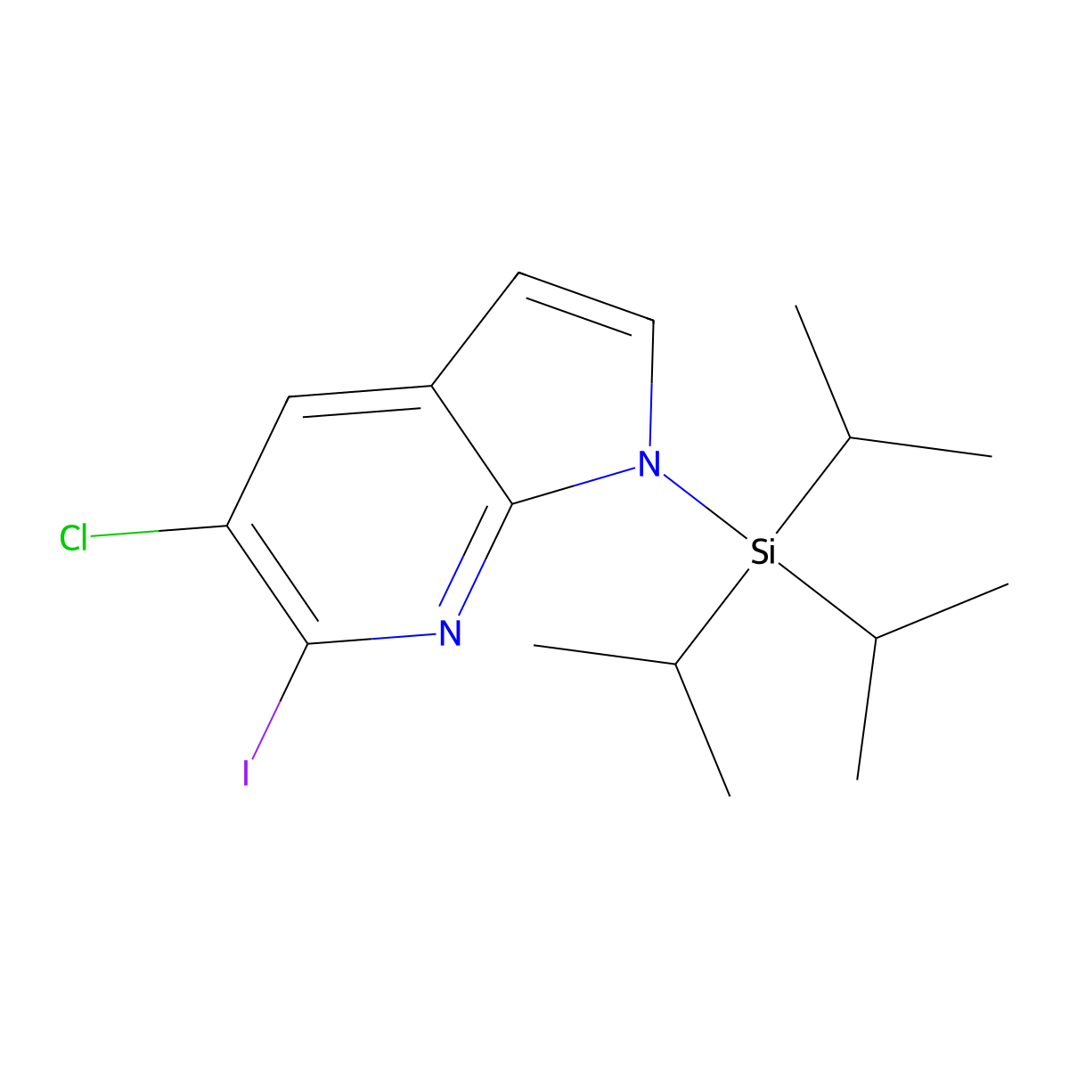 5-Chloro-6-iodo-1-(triisopropylsilyl)-1H-pyrrolo[2,3-b]pyridine molecular structure, CAS 1305324-81-5