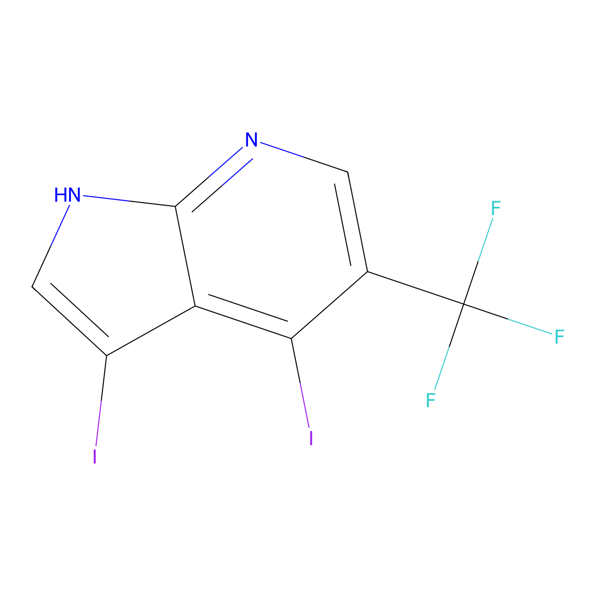 3,4-Diiodo-5-(trifluoromethyl)-1H-pyrrolo[2,3-b]pyridine molecular structure, CAS 1305324-86-0