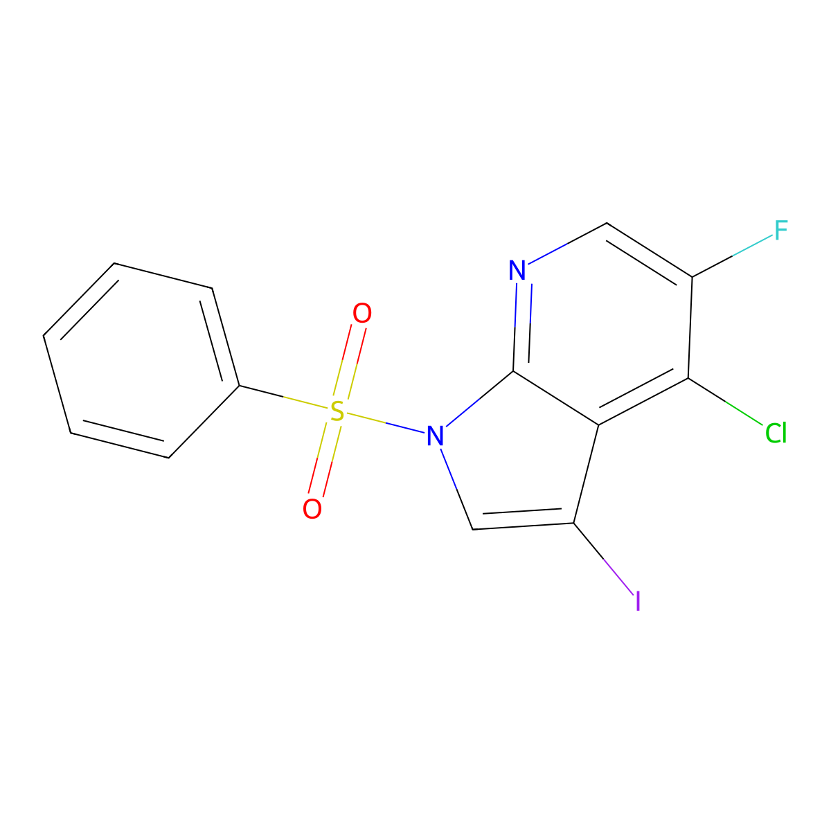 4-Chloro-5-fluoro-3-iodo-1-(phenylsulfonyl)-1H-pyrrolo[2,3-b]pyridine molecular structure, CAS 1305324-87-1