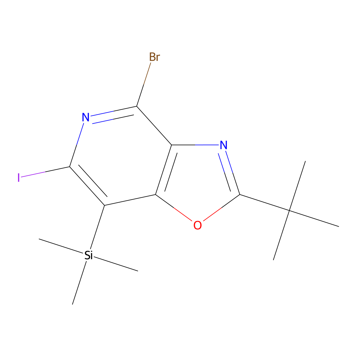 4-Bromo-2-(tert-butyl)-6-iodo-7-(trimethylsilyl)oxazolo[4,5-c]pyridine molecular structure, CAS 1305324-93-9