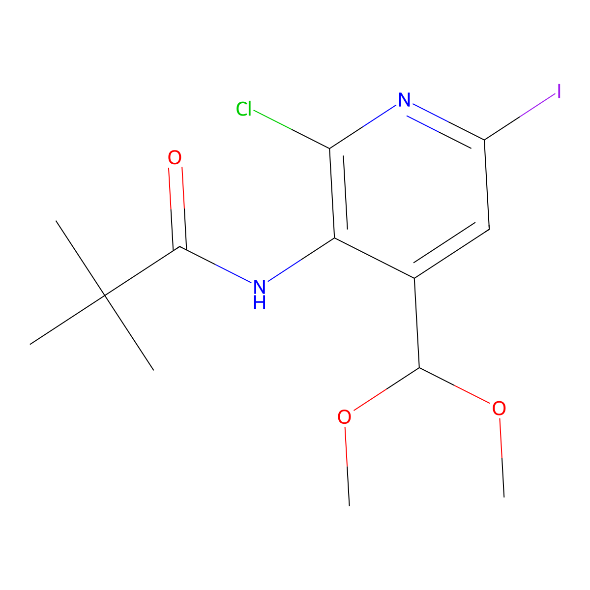 N-(2-Chloro-4-(dimethoxymethyl)-6-iodopyridin-3-YL)pivalamide molecular structure, CAS 1305324-94-0
