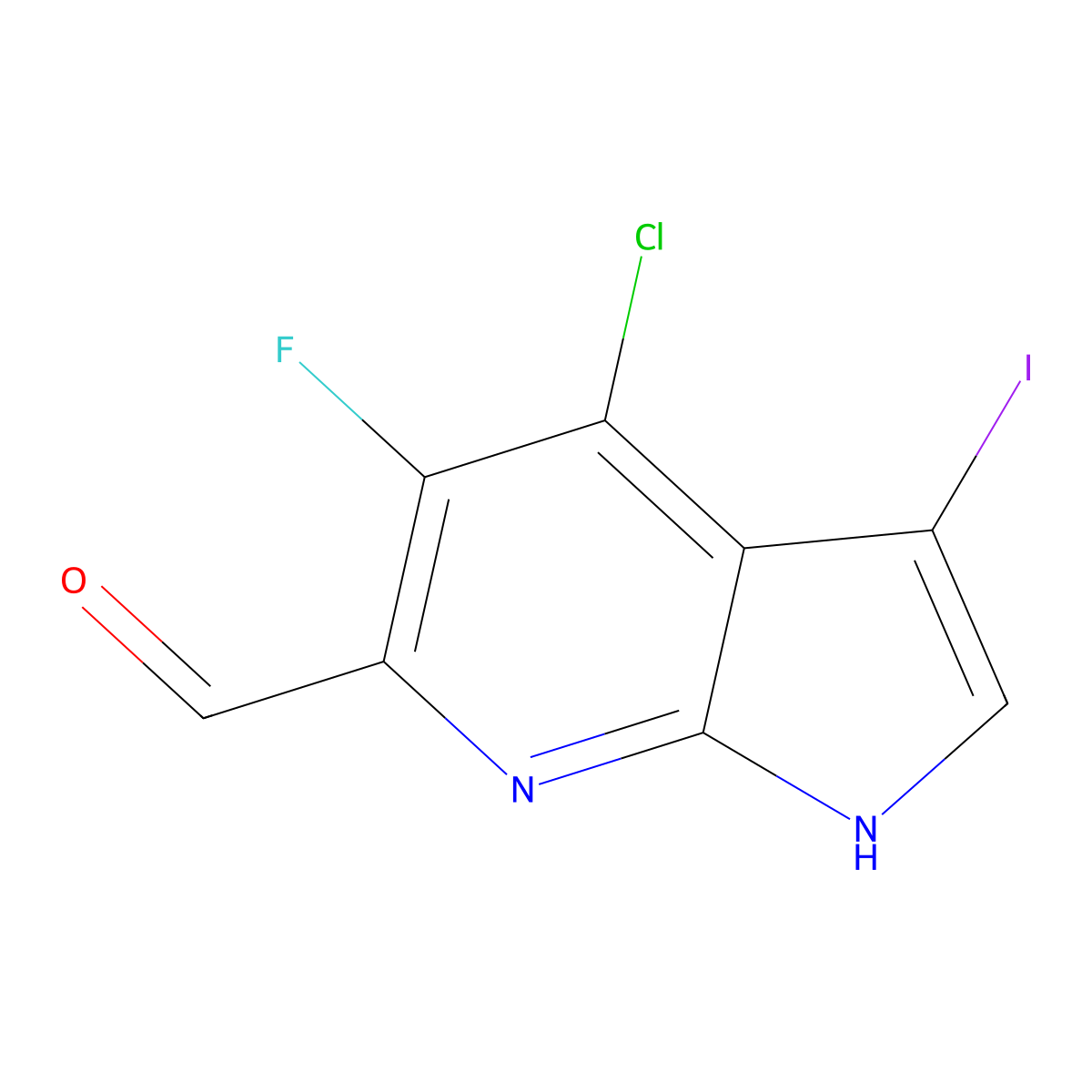 4-Chloro-5-fluoro-3-iodo-1H-pyrrolo[2,3-b]pyridine-6-carbaldehyde molecular structure, CAS 1305324-96-2