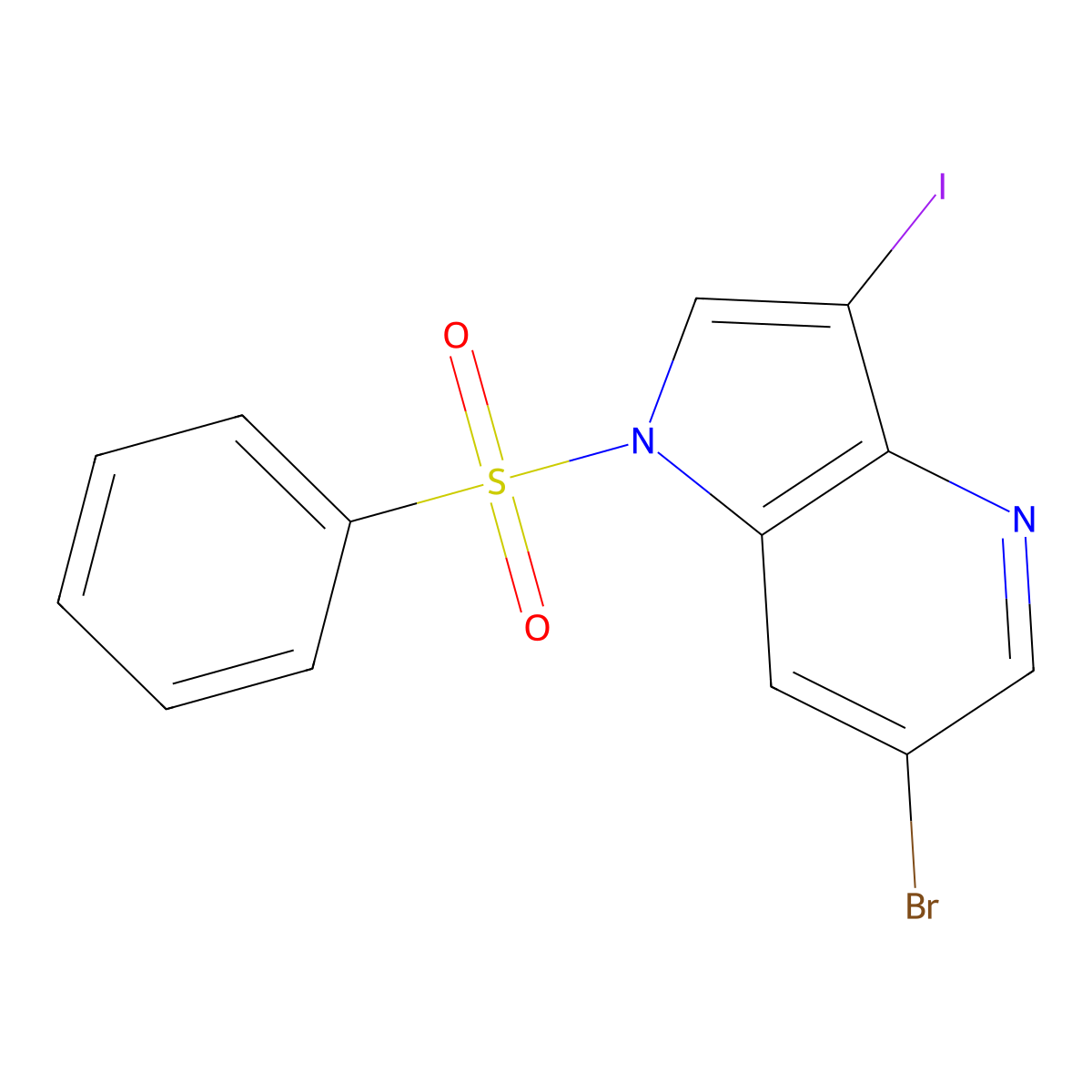 6-Bromo-3-iodo-1-(phenylsulfonyl)-1H-pyrrolo[3,2-b]pyridine molecular structure, CAS 1305324-97-3