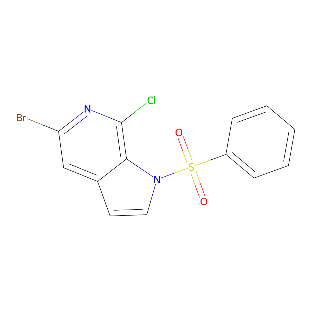 5-Bromo-7-chloro-1-(phenylsulfonyl)-1H-pyrrolo[2,3-c]pyridine molecular structure, CAS 1305325-01-2