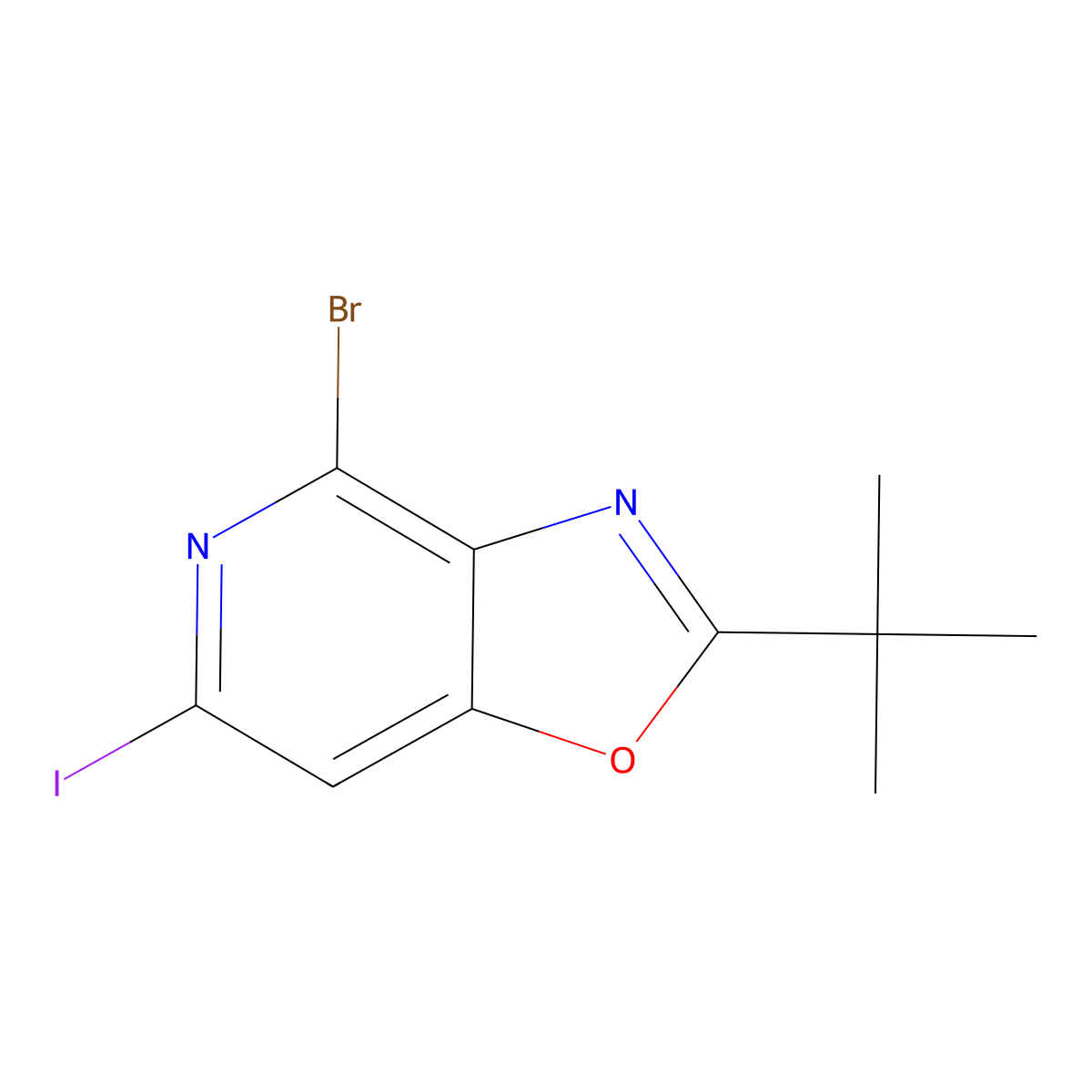 4-Bromo-2-(tert-butyl)-6-iodooxazolo[4,5-c]pyridine molecular structure, CAS 1305325-02-3