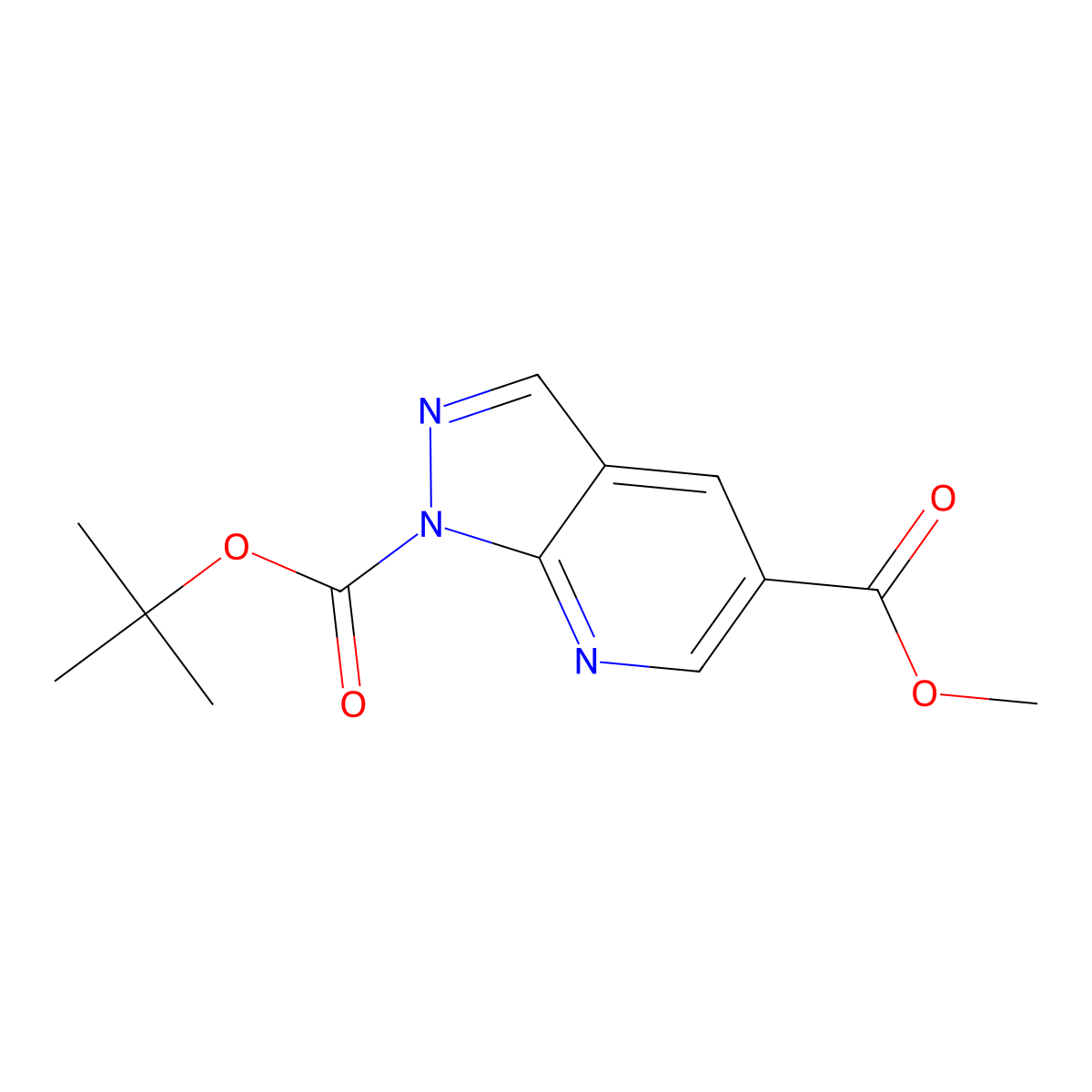 1-tert-Butyl 5-methyl 1H-pyrazolo[3,4-b]pyridine-1,5-dicarboxylate molecular structure, CAS 1305325-08-9