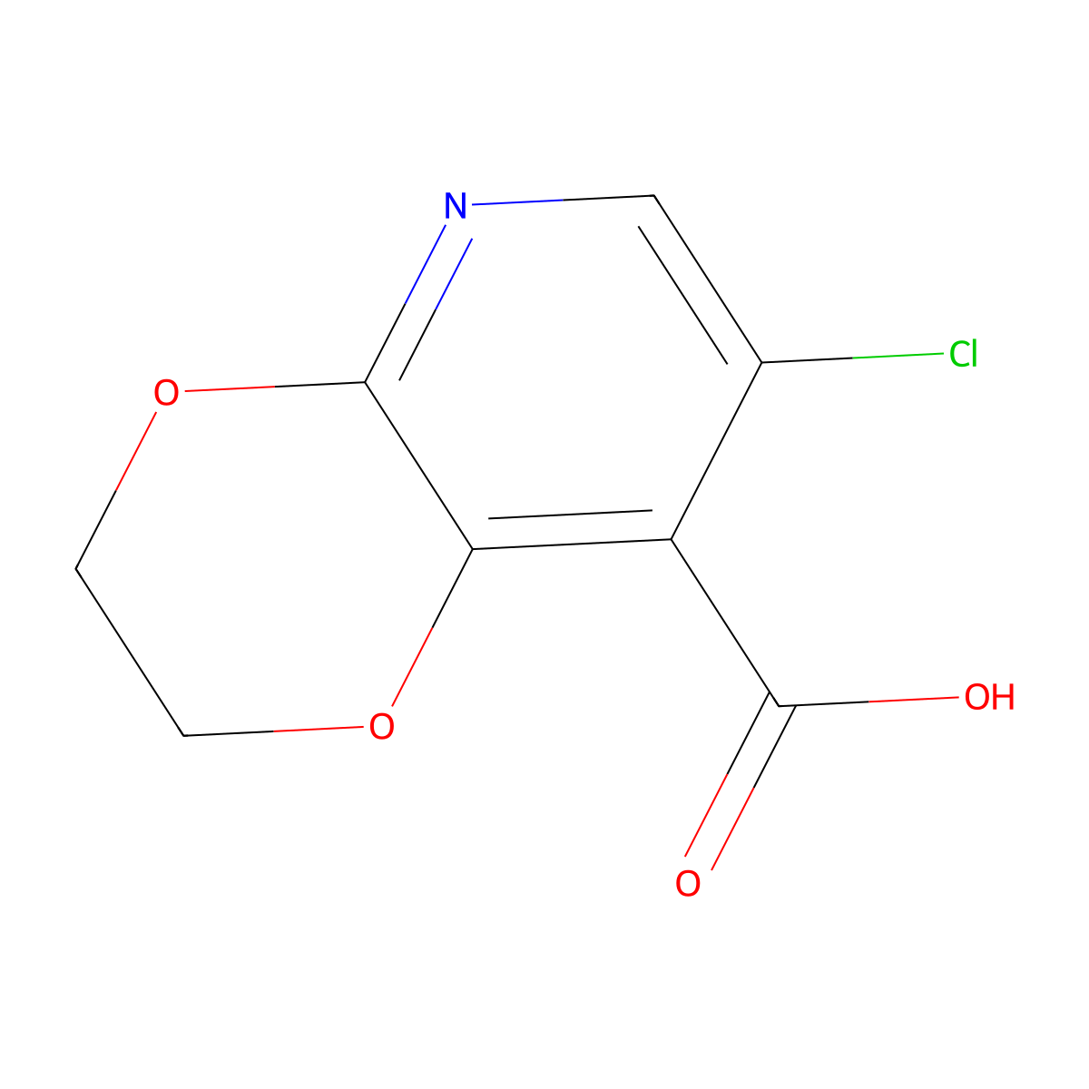 7-Chloro-2,3-dihydro-[1,4]dioxino[2,3-b]pyridine-8-carboxylic acid molecular structure, CAS 1305325-09-0