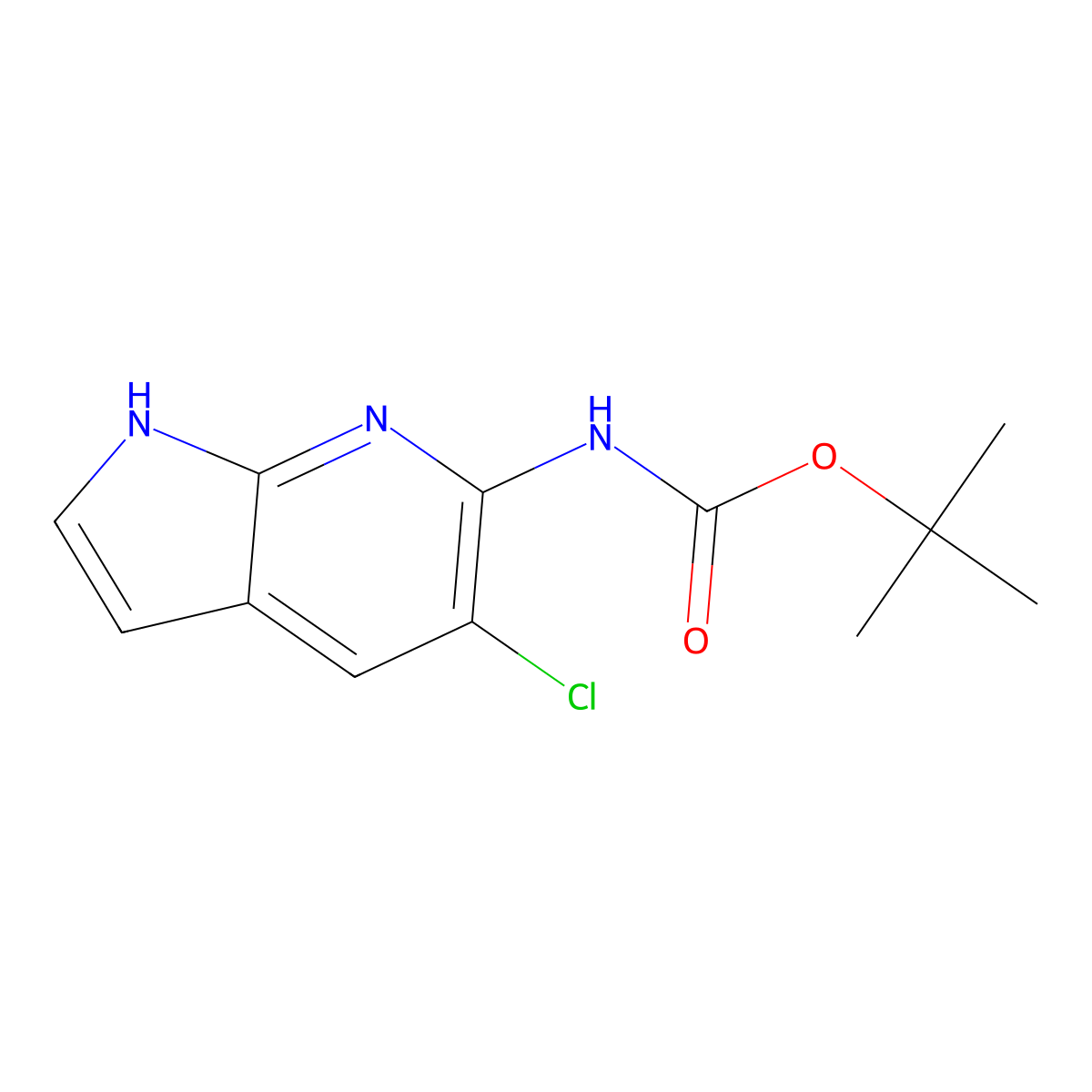 Tert-butyl (5-chloro-1H-pyrrolo[2,3-B]pyridin-6-YL)carbamate molecular structure, CAS 1305325-11-4