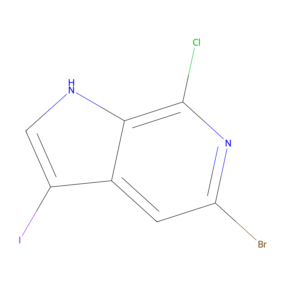 5-Bromo-7-chloro-3-iodo-1H-pyrrolo[2,3-c]pyridine molecular structure, CAS 1305325-15-8