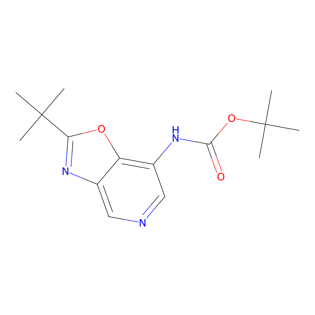 tert-Butyl (2-(tert-butyl)oxazolo[4,5-c]pyridin-7-yl)carbamate molecular structure, CAS 1305325-19-2