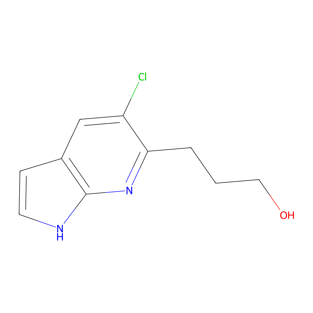 3-(5-chloro-1H-pyrrolo[2,3-b]pyridin-6-yl)propan-1-ol molecular structure, CAS 1305325-26-1