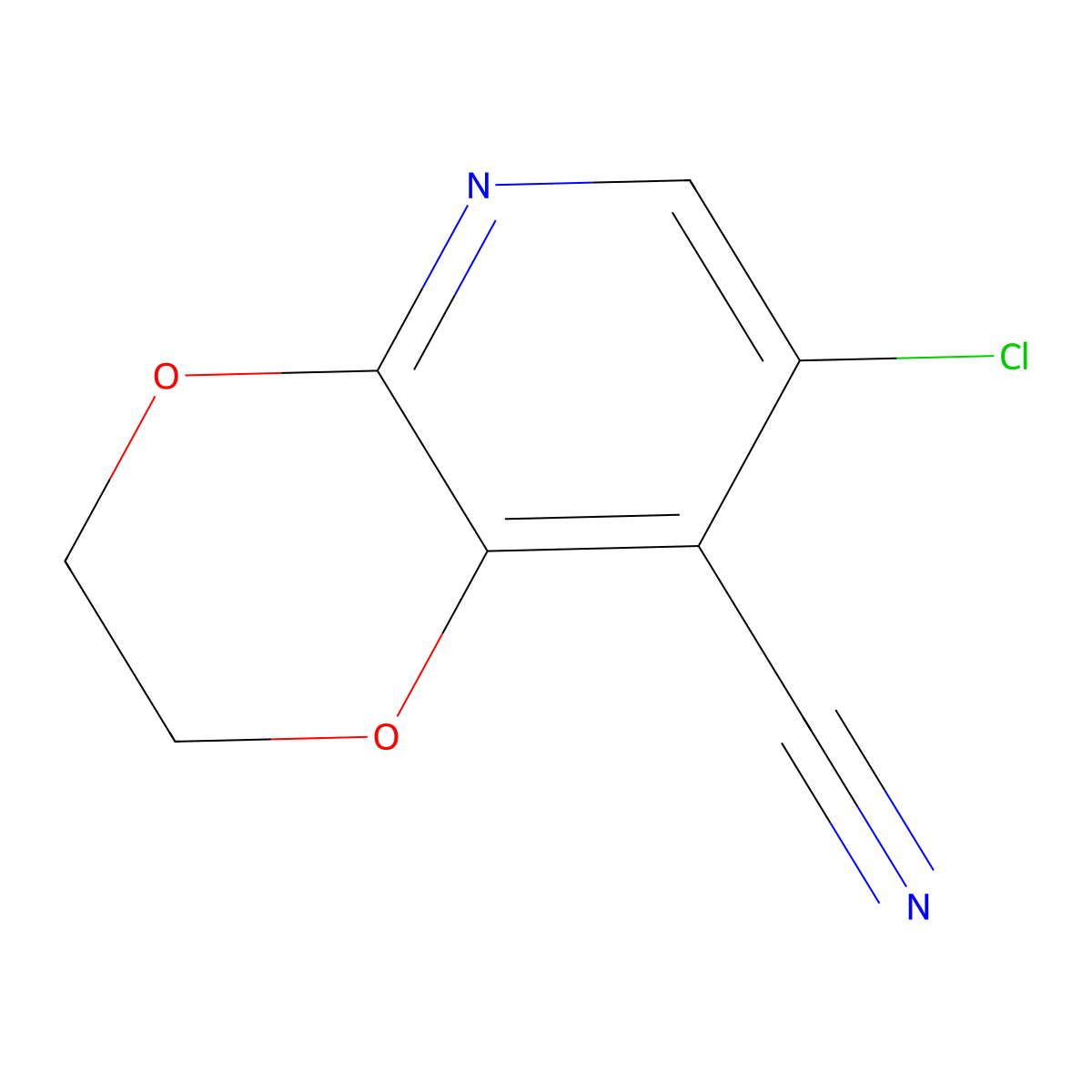 7-Chloro-2,3-dihydro-[1,4]dioxino[2,3-b]pyridine-8-carbonitrile molecular structure, CAS 1305325-27-2