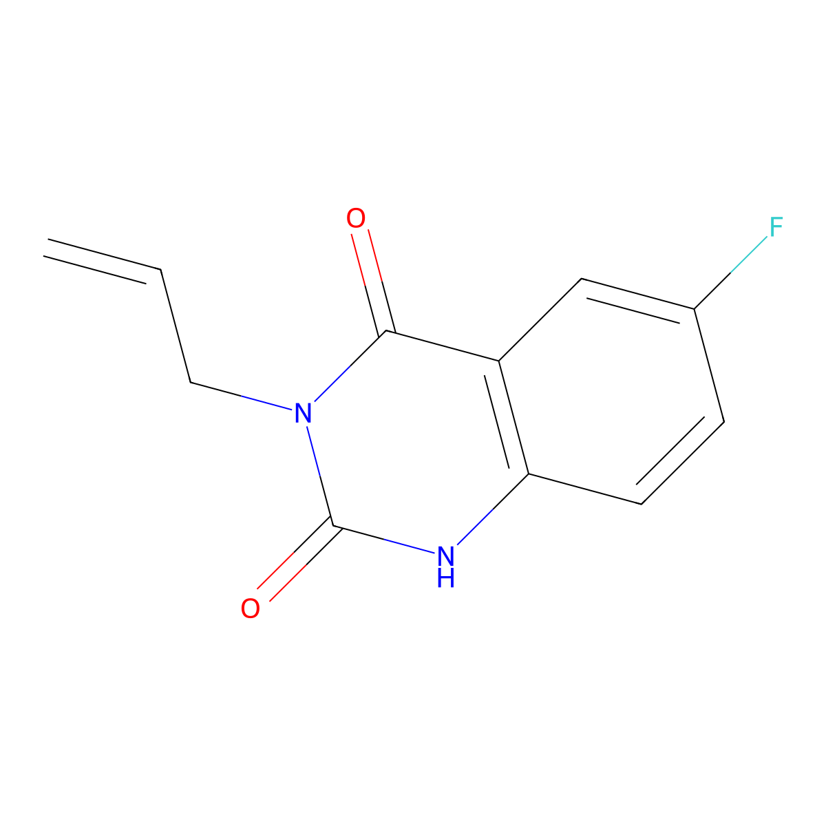 6-fluoro-3-prop-2-enyl-1H-quinazoline-2,4-dione molecular structure, CAS 1305334-50-2