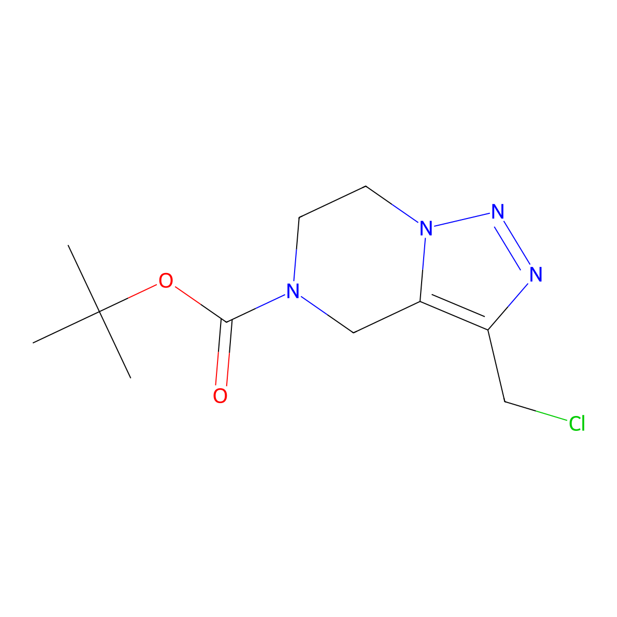 tert-butyl 3-(chloromethyl)-6,7-dihydro-4H-triazolo[1,5-a]pyrazine-5-carboxylate molecular structure, CAS 1305336-27-9