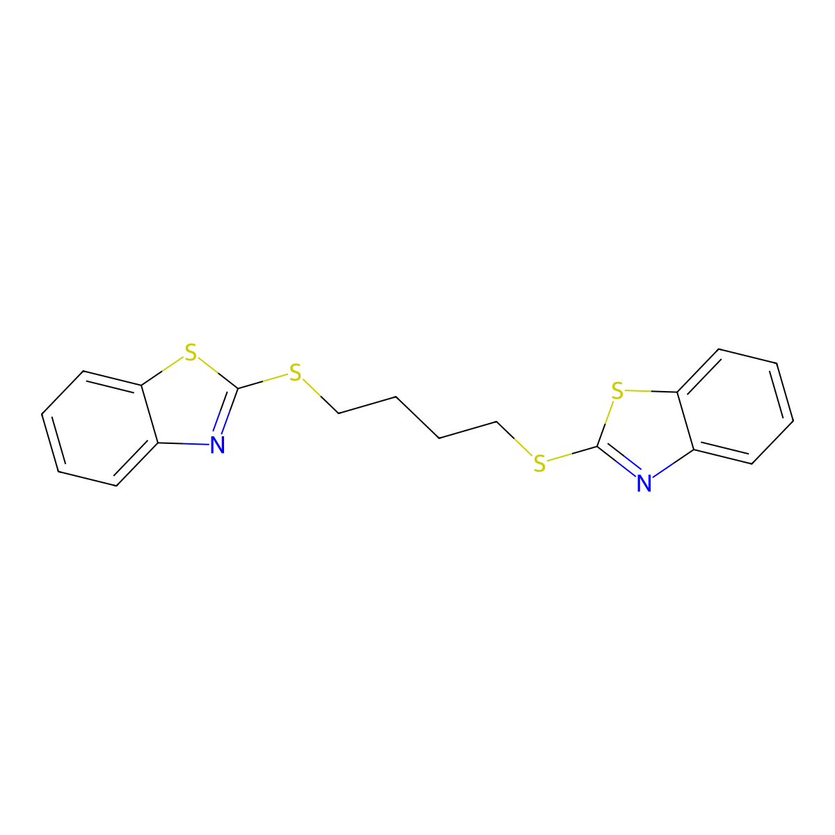 Benzothiazole, 2,2'-[1,4-butanediylbis(thio)]bis- molecular structure, CAS 130537-88-1
