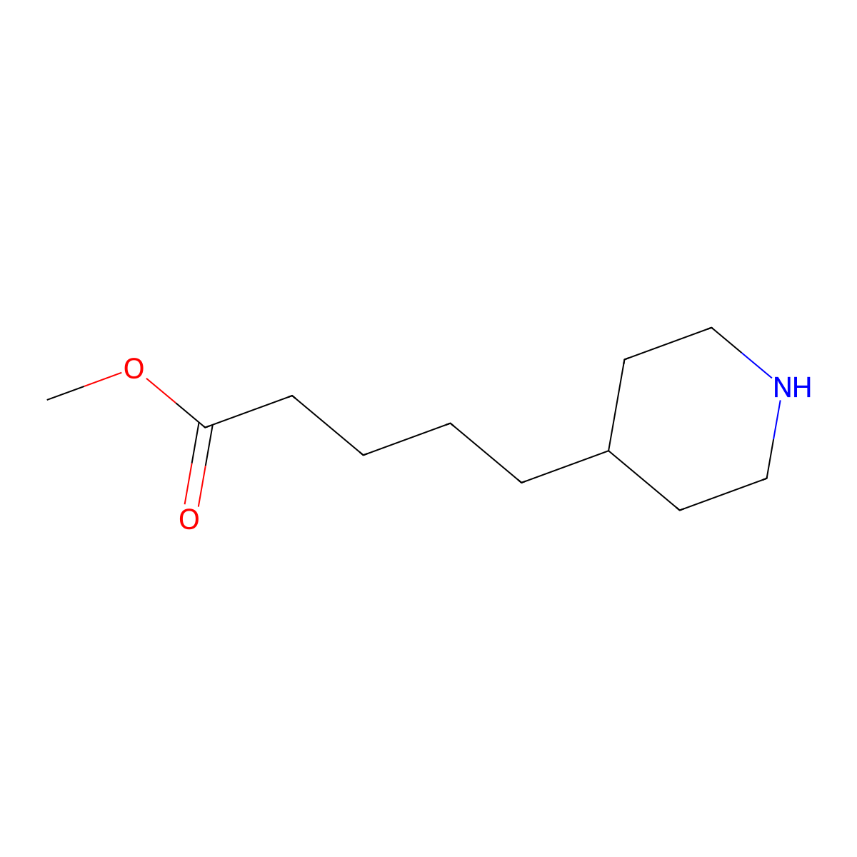 Methyl 5-(4-piperidyl)pentanoate molecular structure, CAS 1305383-46-3