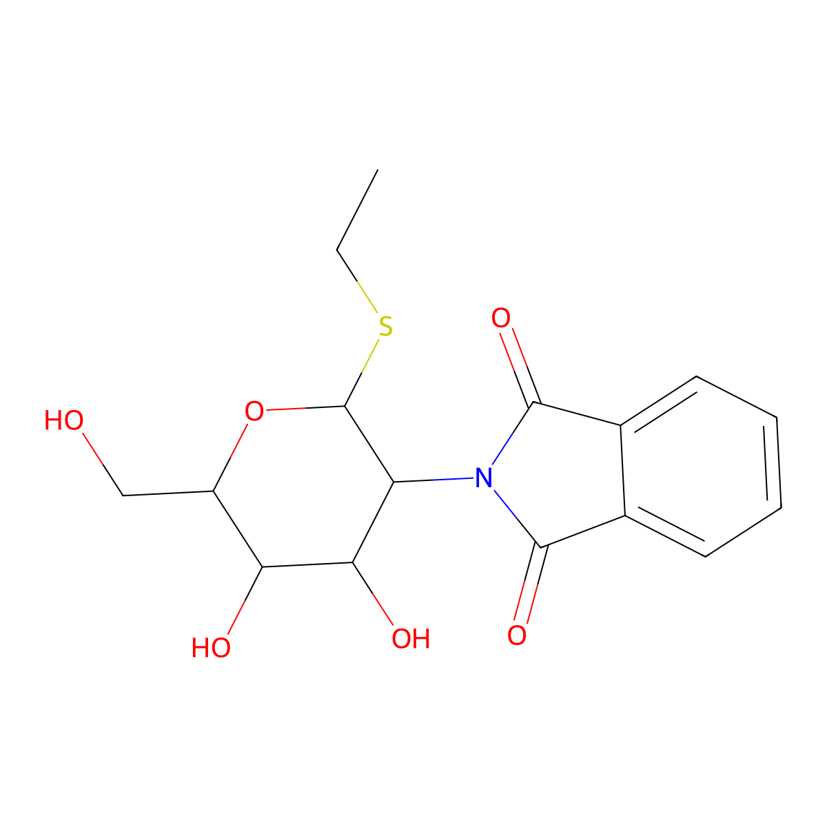 Ethyl 2-deoxy-2-(1,3-dihydro-1,3-dioxo-2H-isoindol-2-yl)-1-thio-beta-D-glucopyranoside molecular structure, CAS 130539-43-4