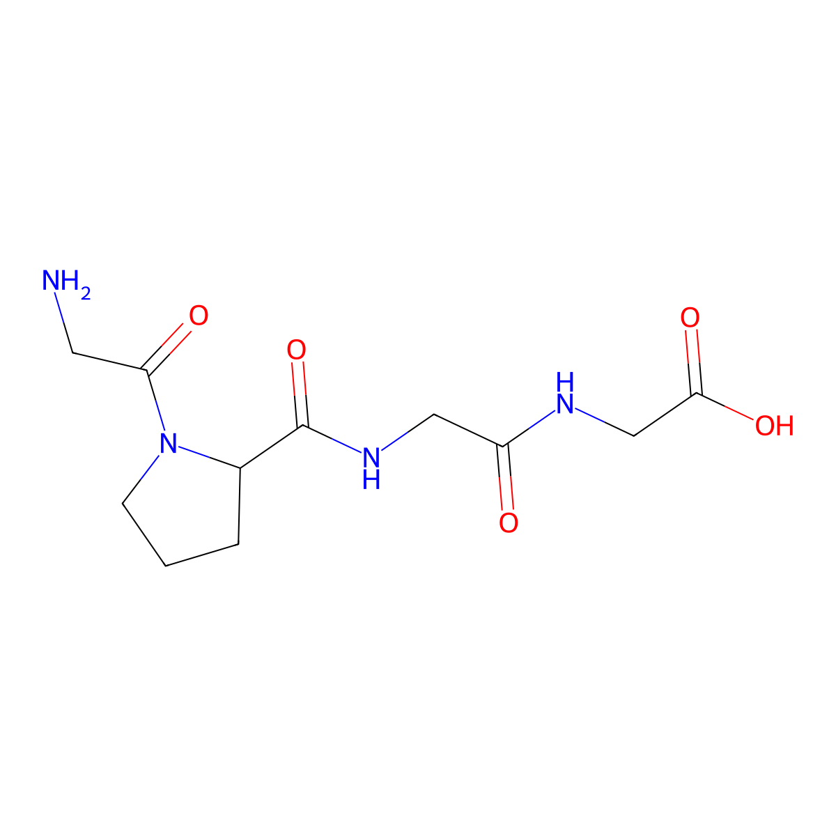 Glycyl-prolyl-glycyl-glycine molecular structure, CAS 13054-03-0
