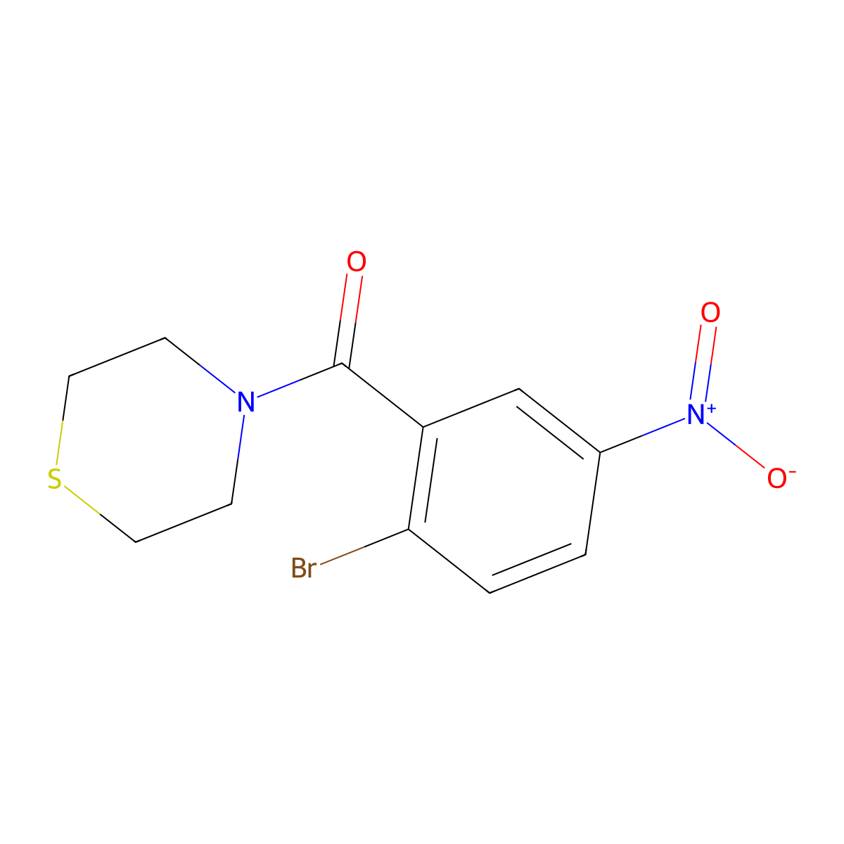 (2-Bromo-5-nitrophenyl)(thiomorpholino)methanone molecular structure, CAS 1305414-80-5