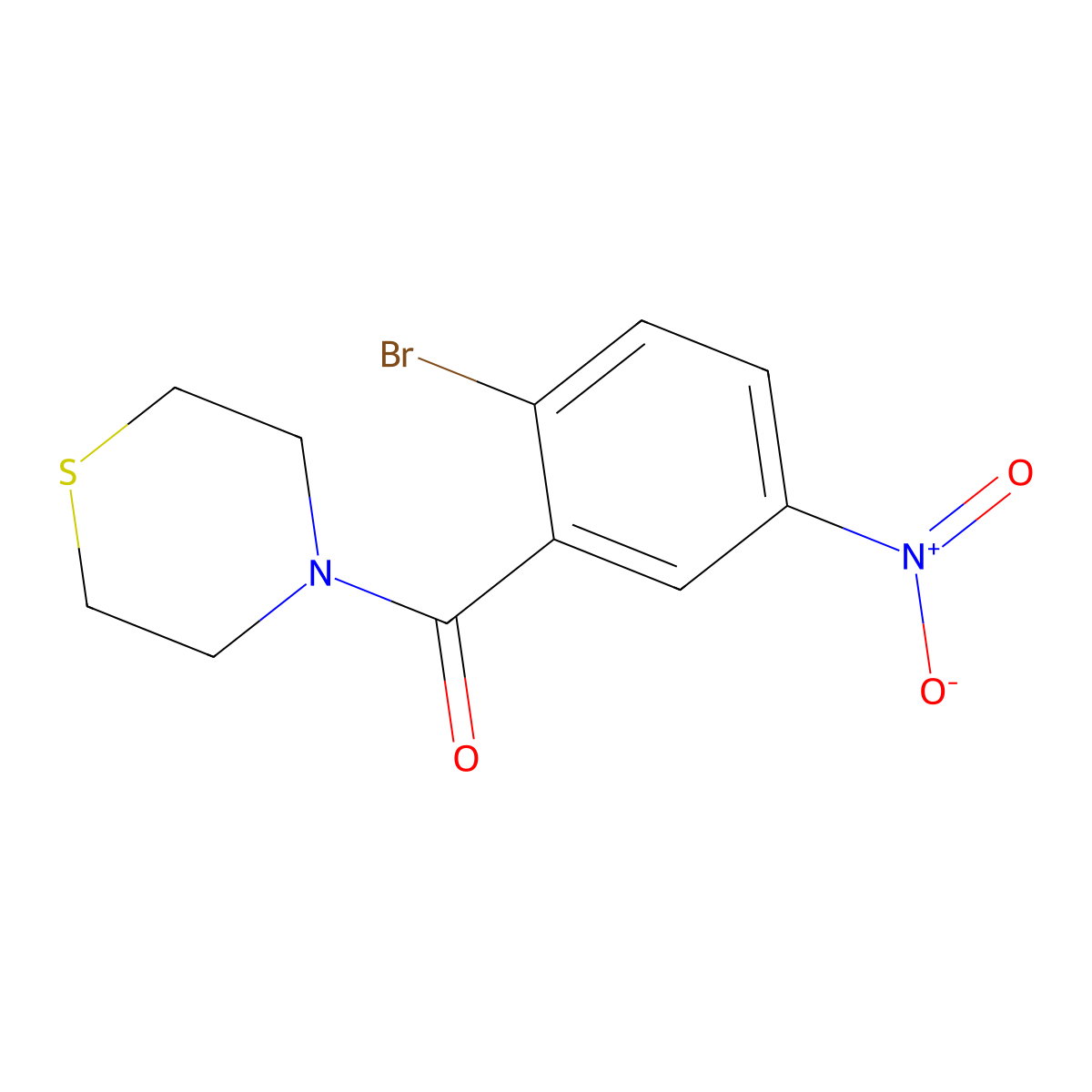 (2-Bromo-5-nitrophenyl)(thiomorpholino)methanone molecular structure, CAS 1305414-80-5