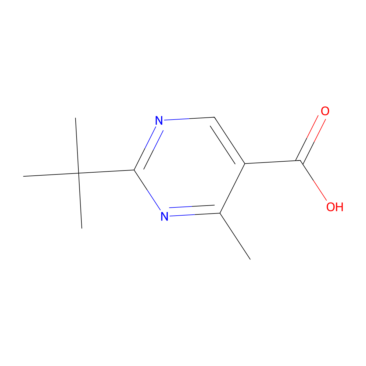 2-(Tert-butyl)-4-methylpyrimidine-5-carboxylic acid molecular structure, CAS 1305463-63-1