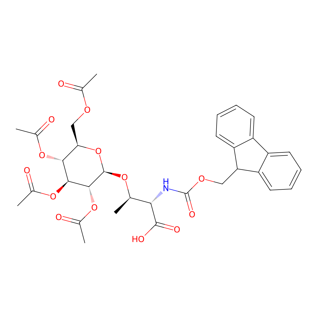 Fmoc-Thr(beta-D-Glc(Ac)4)-OH molecular structure, CAS 130548-92-4