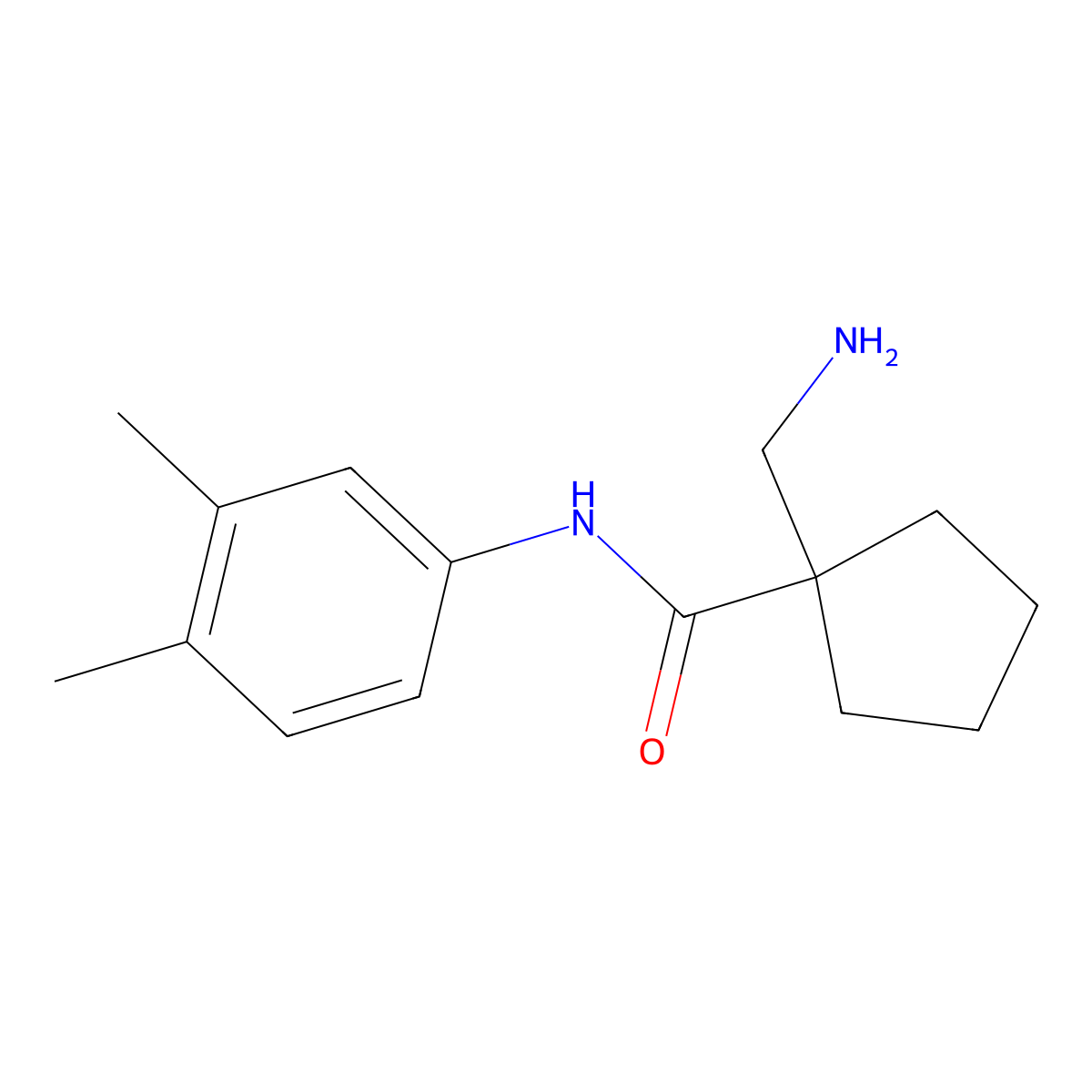 1-(aminomethyl)-N-(3,4-dimethylphenyl)cyclopentane-1-carboxamide molecular structure, CAS 1305480-92-5