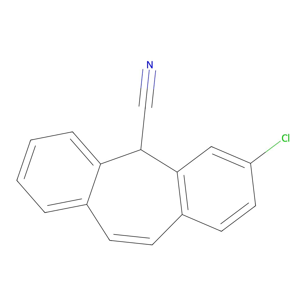 5-Chlorotricyclo[9.4.0.0(3)]pentadeca-1(11),3(8),4,6,9,12,14-heptaene-2-carbonitrile molecular structure, CAS 13055-59-9