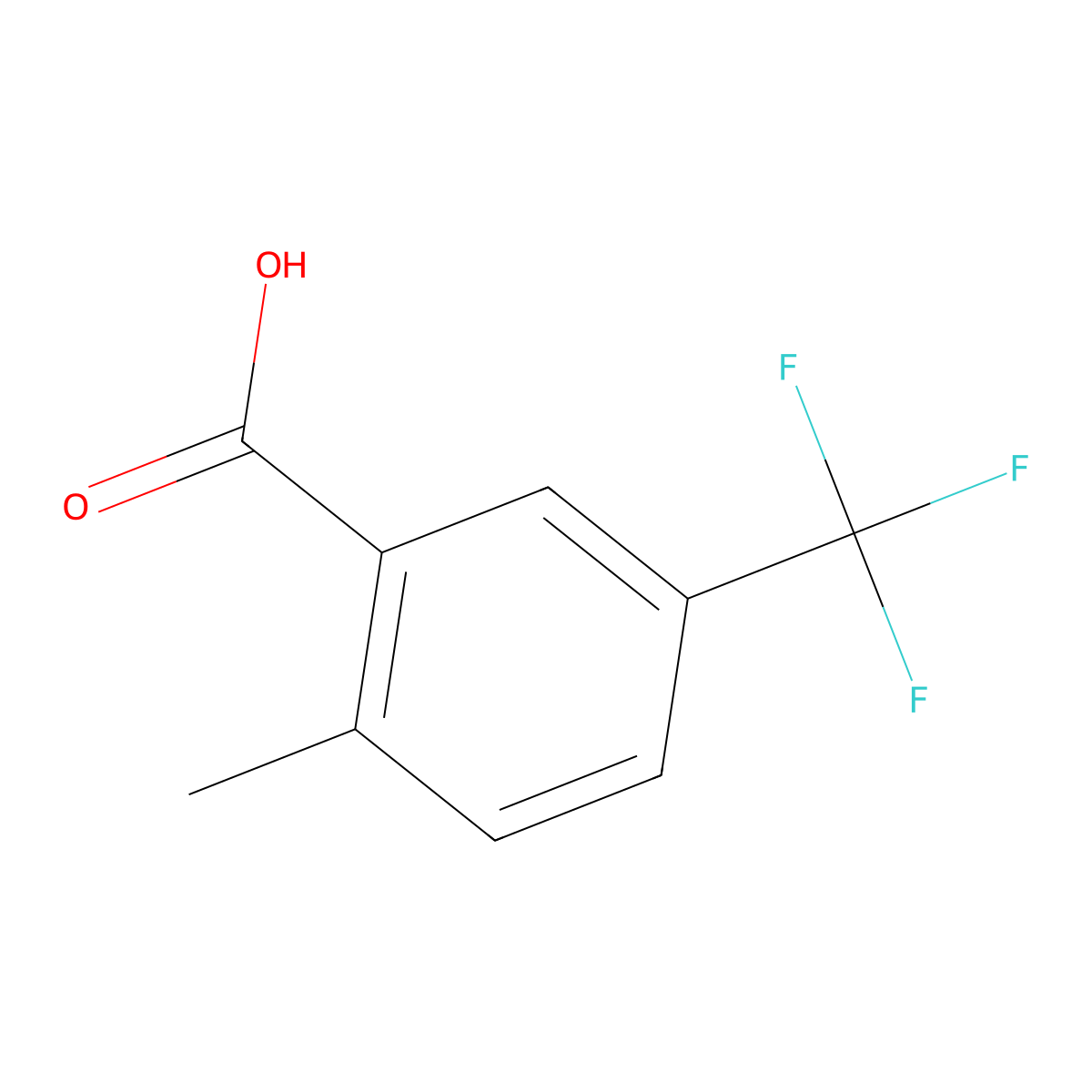 2-Methyl-5-(trifluoromethyl)benzoic acid molecular structure, CAS 13055-63-5