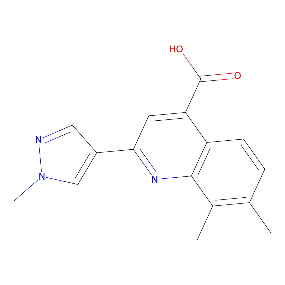7,8-dimethyl-2-(1-methyl-1H-pyrazol-4-yl)quinoline-4-carboxylic acid molecular structure, CAS 1305534-49-9