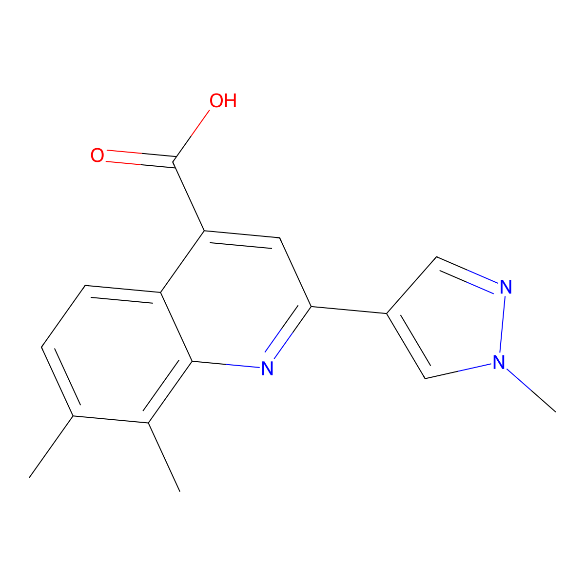 7,8-dimethyl-2-(1-methyl-1H-pyrazol-4-yl)quinoline-4-carboxylic acid molecular structure, CAS 1305534-49-9