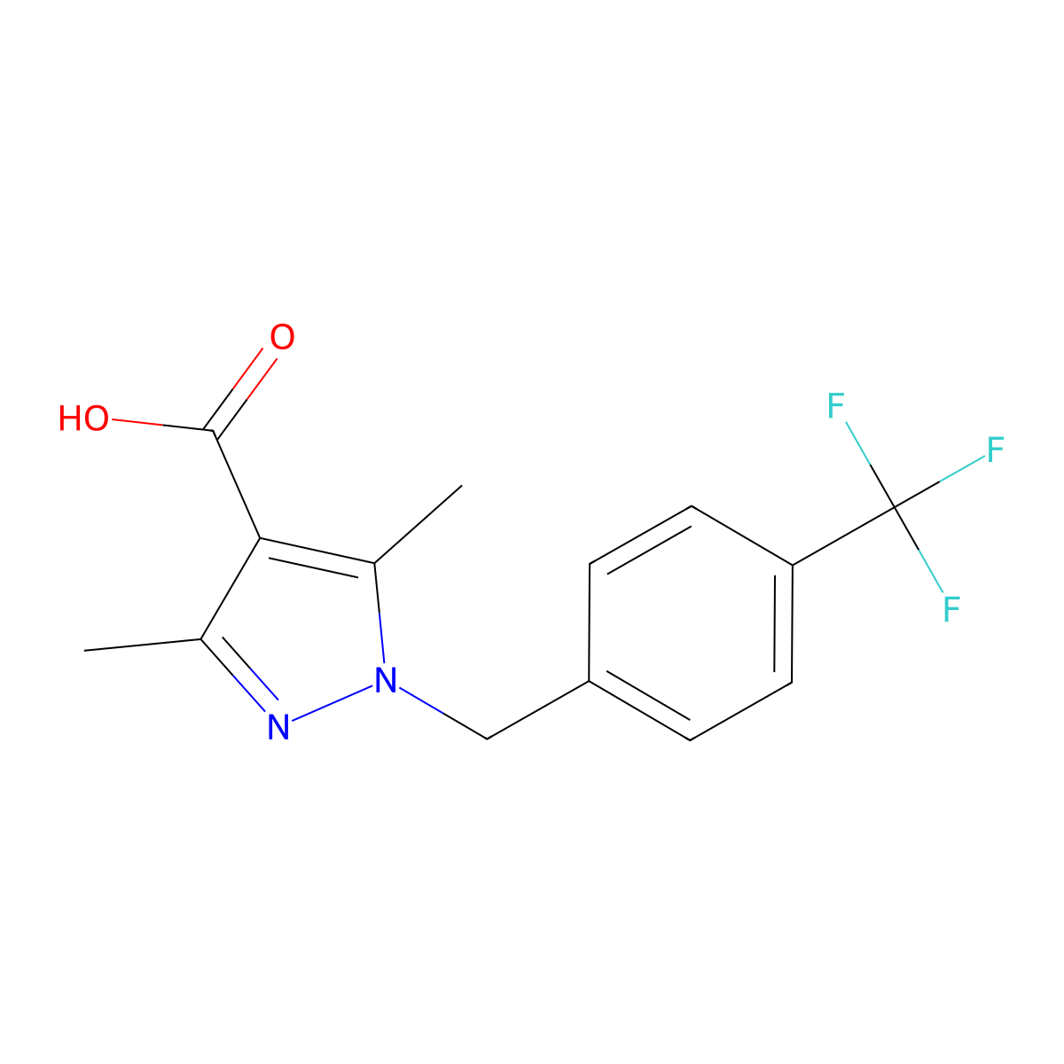 1-[4-(Trifluoromethyl)benzyl]-3,5-dimethyl-1H-pyrazole-4-carboxylic acid molecular structure, CAS 1305548-12-2
