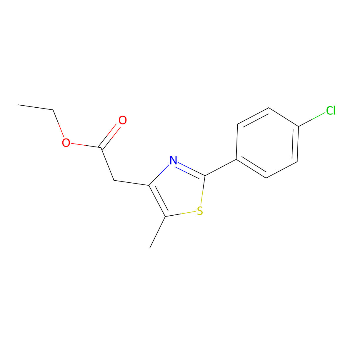 Ethyl 2-[2-(4-chlorophenyl)-5-methyl-1,3-thiazol-4-yl]acetate molecular structure, CAS 130559-77-2