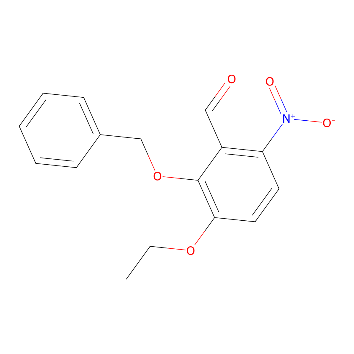 Benzaldehyde, 3-ethoxy-6-nitro-2-(phenylmethoxy)- molecular structure, CAS 130570-42-2