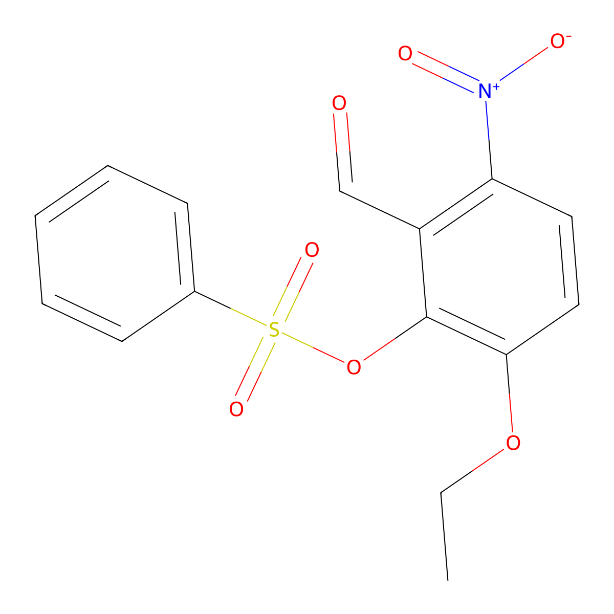 Benzaldehyde, 3-ethoxy-6-nitro-2-[(phenylsulfonyl)oxy]- molecular structure, CAS 130570-43-3