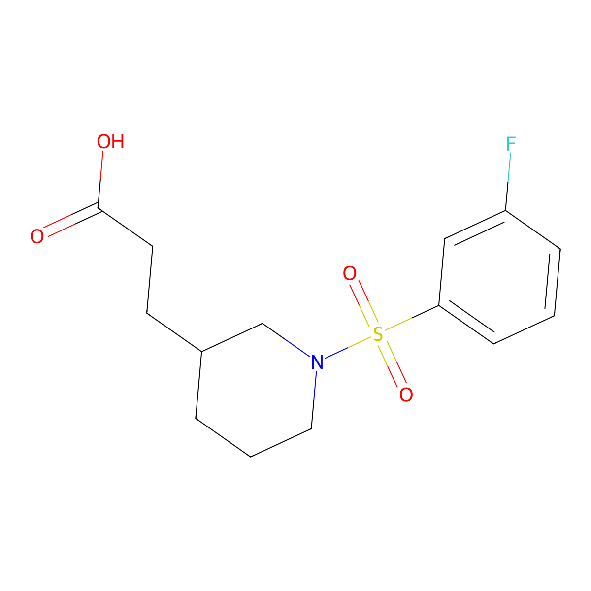 3-[1-(3-Fluorobenzenesulfonyl)piperidin-3-yl]propanoic acid molecular structure, CAS 1305707-22-5