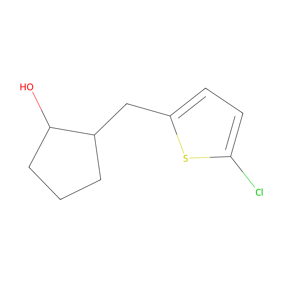 2-[(5-Chlorothiophen-2-yl)methyl]cyclopentan-1-ol molecular structure, CAS 1305710-65-9
