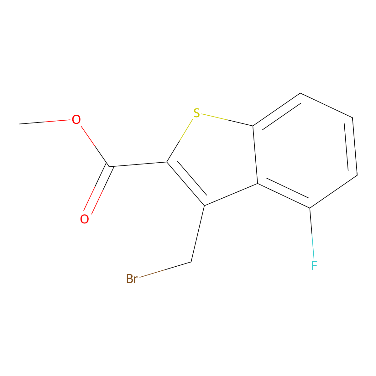 Methyl 3-(bromomethyl)-4-fluoro-1-benzothiophene-2-carboxylate molecular structure, CAS 1305710-68-2