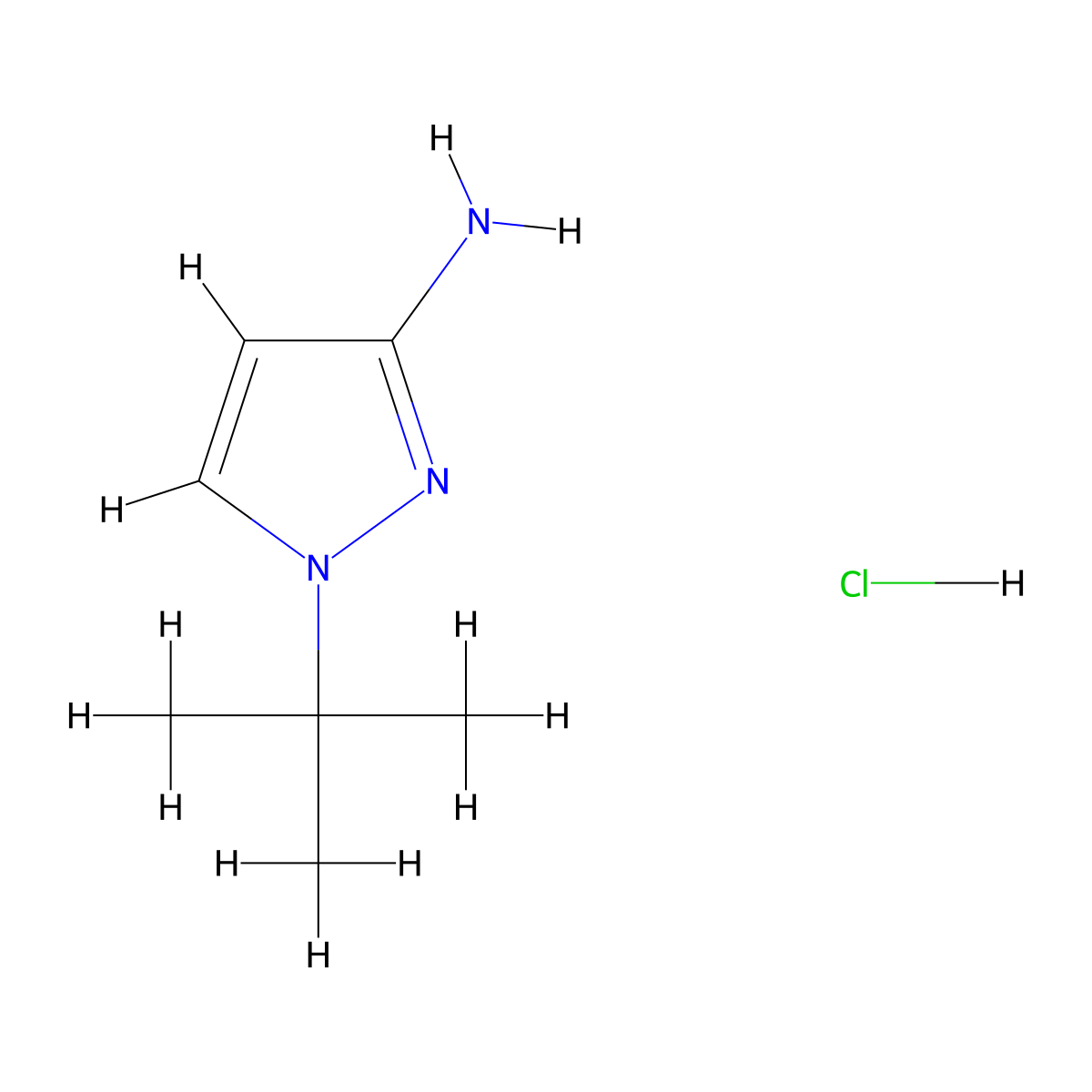 1-tert-butyl-1H-pyrazol-3-amine hydrochloride molecular structure, CAS 1305710-82-0