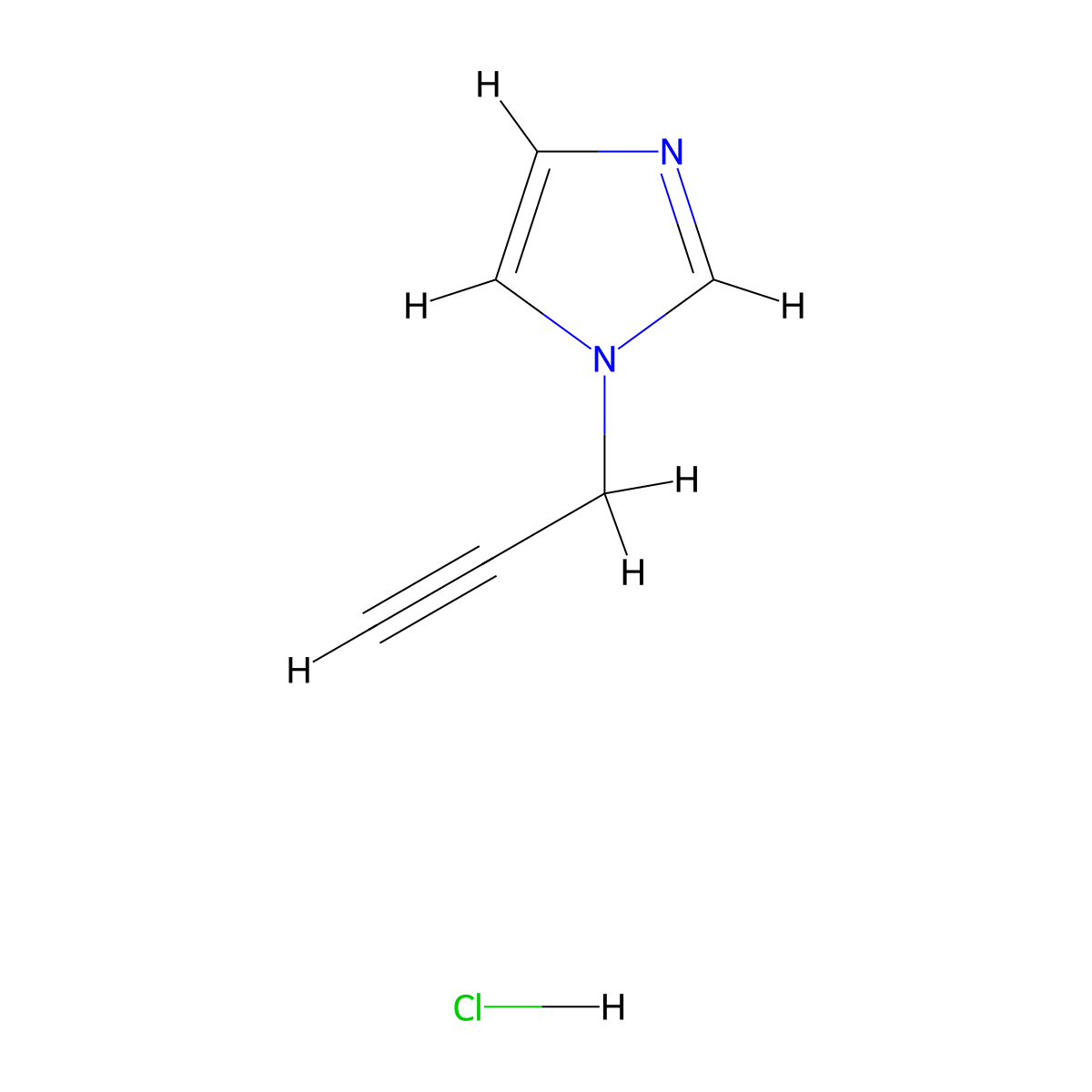 1-(prop-2-yn-1-yl)-1H-imidazole hydrochloride molecular structure, CAS 1305710-83-1