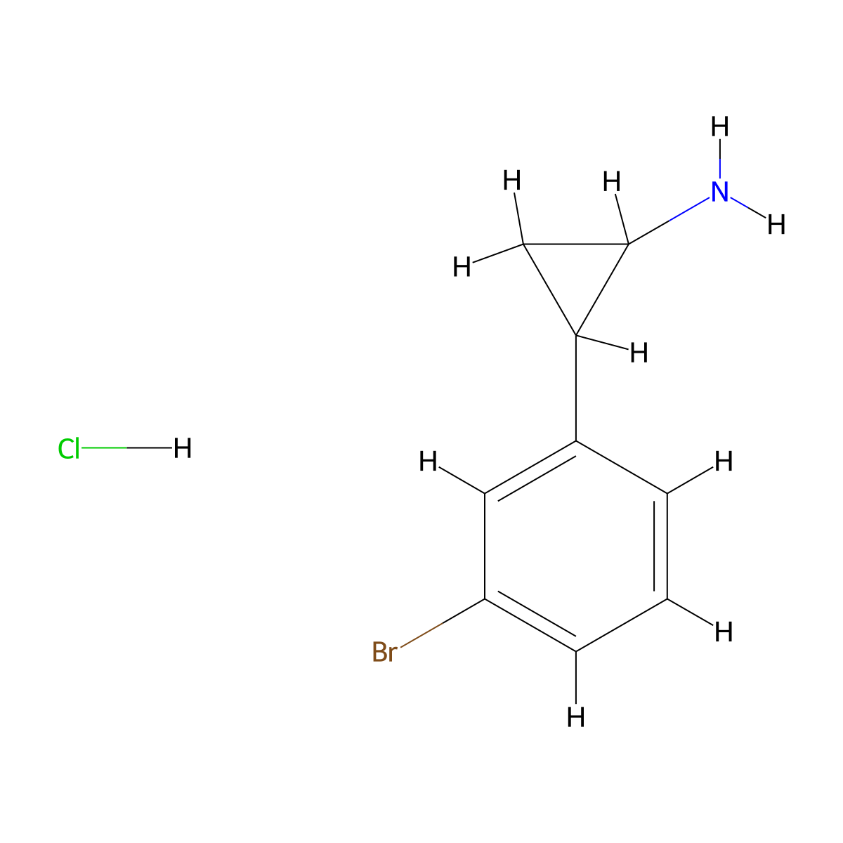 2-(3-Bromophenyl)cyclopropan-1-amine hydrochloride molecular structure, CAS 1305710-84-2
