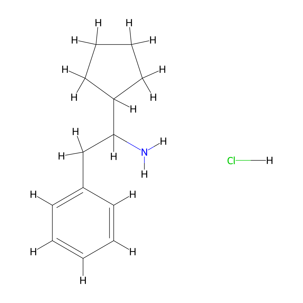 1-Cyclopentyl-2-phenylethan-1-amine hydrochloride molecular structure, CAS 1305710-88-6
