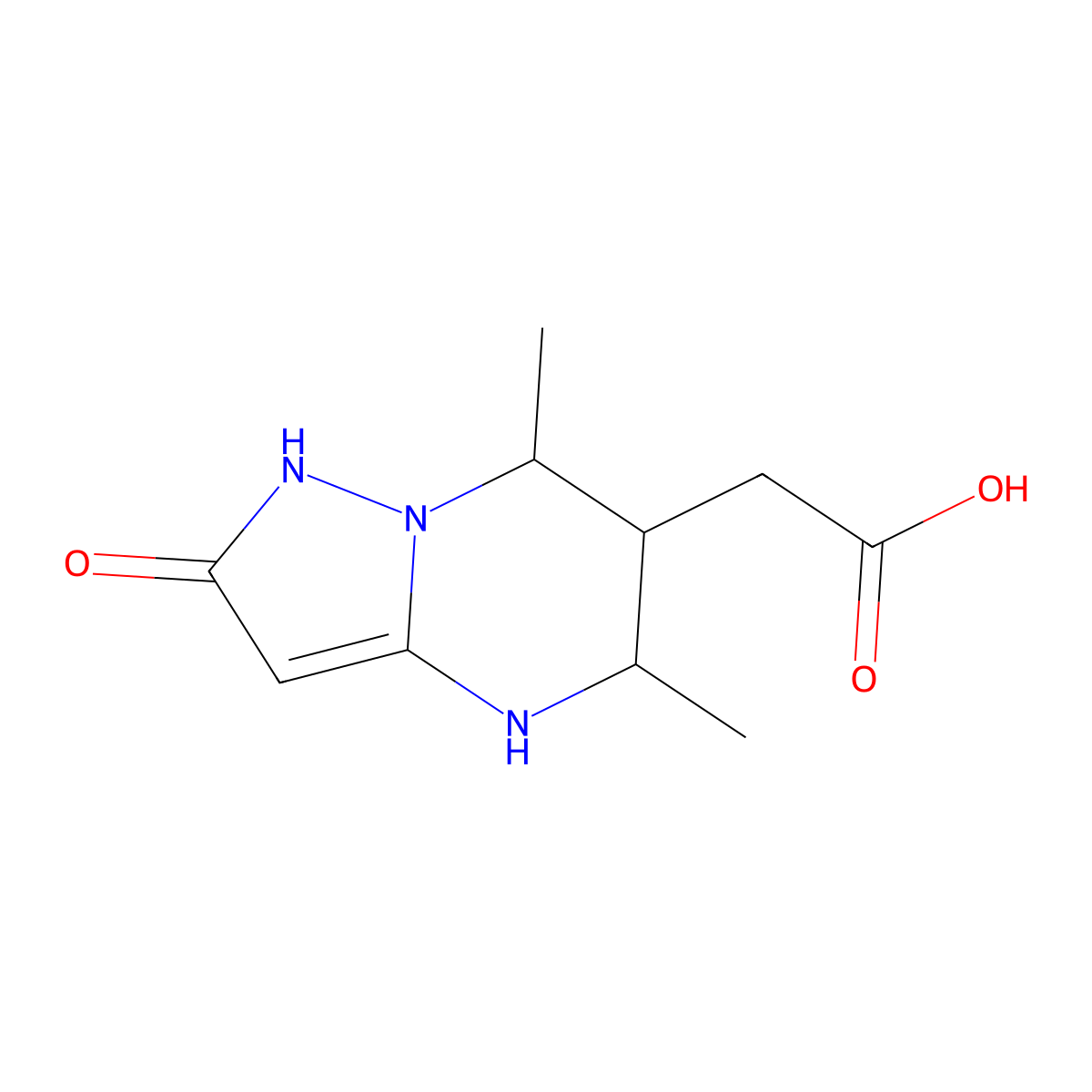 2-{5,7-dimethyl-2-oxo-1H,2H,4H,5H,6H,7H-pyrazolo[1,5-a]pyrimidin-6-yl}acetic acid molecular structure, CAS 1305710-90-0