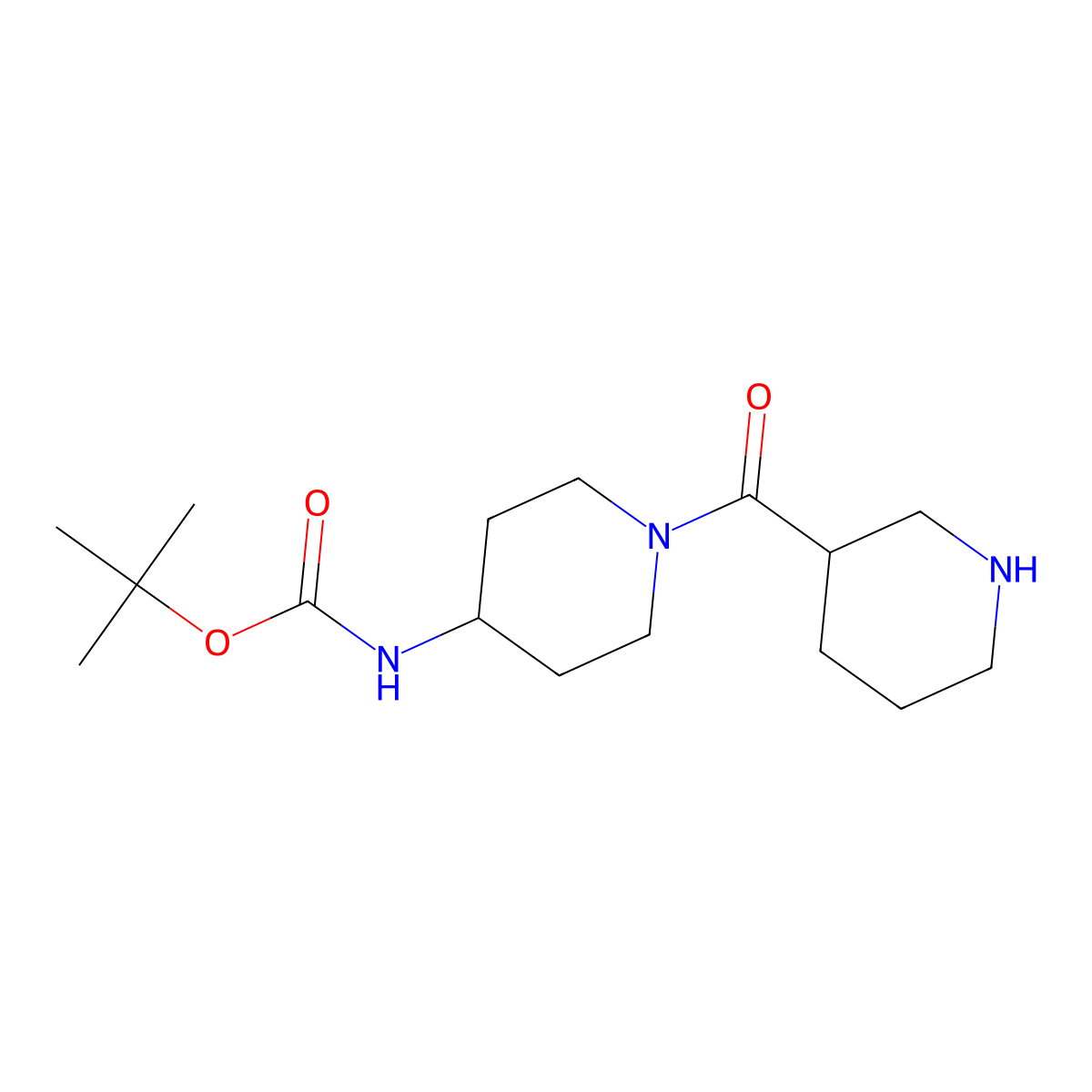 tert-butyl N-{1-[(piperidin-3-yl)carbonyl]piperidin-4-yl}carbamate molecular structure, CAS 1305711-12-9