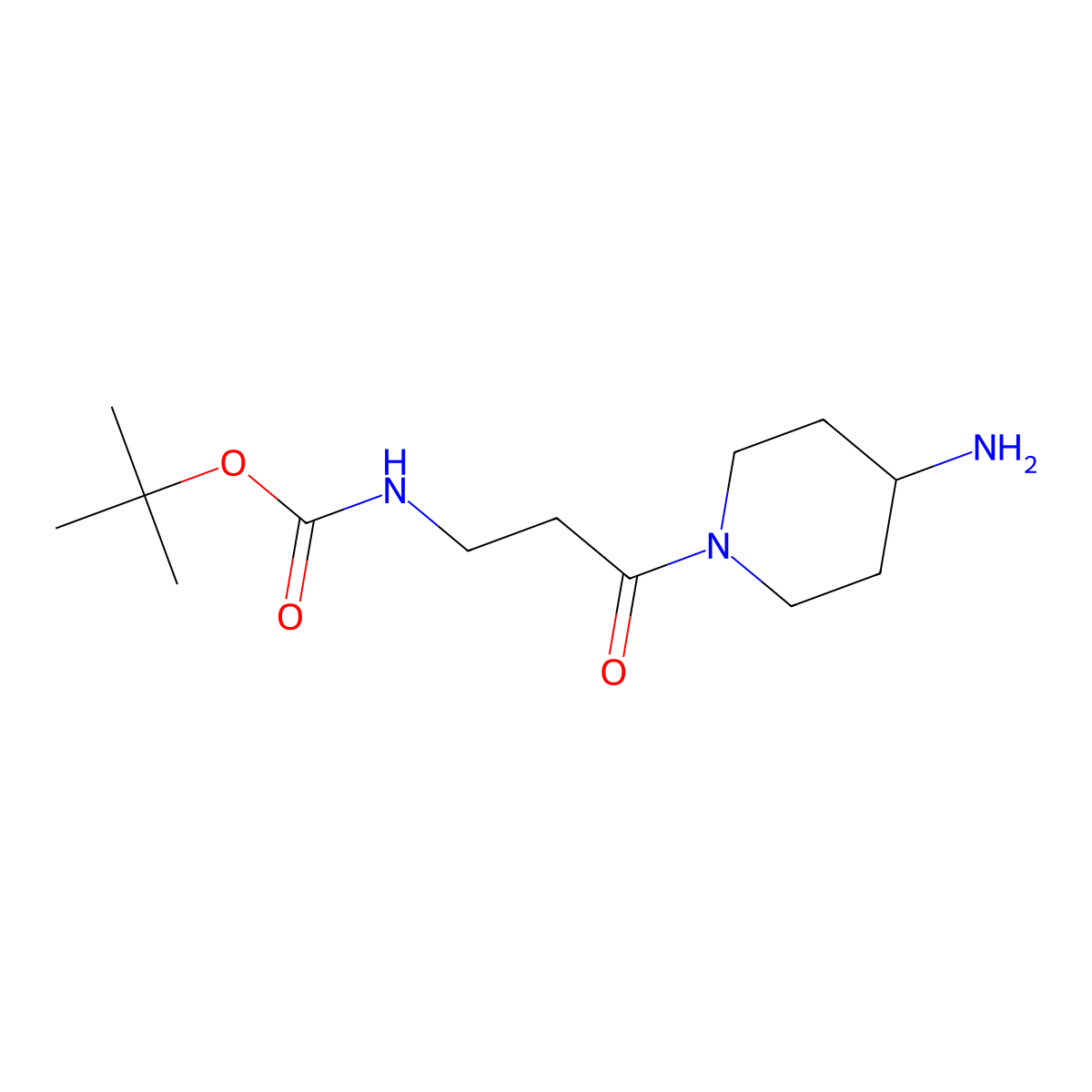 tert-butyl N-(3-(4-aminopiperidin-1-yl)-3-oxopropyl)carbamate molecular structure, CAS 1305711-15-2