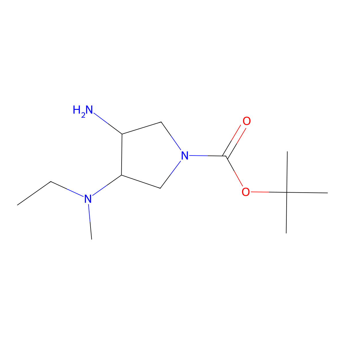 Tert-butyl 3-amino-4-[ethyl(methyl)amino]pyrrolidine-1-carboxylate molecular structure, CAS 1305711-20-9