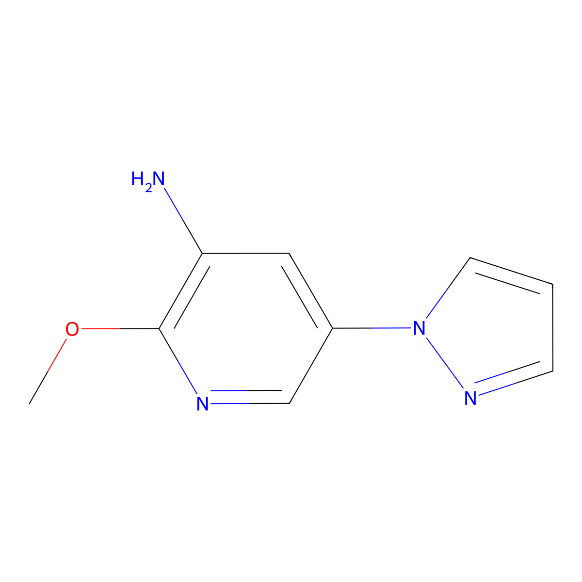 2-methoxy-5-(1H-pyrazol-1-yl)pyridin-3-amine molecular structure, CAS 1305711-27-6