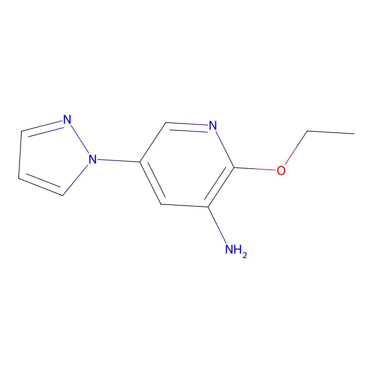 2-ethoxy-5-(1H-pyrazol-1-yl)pyridin-3-amine molecular structure, CAS 1305711-42-5