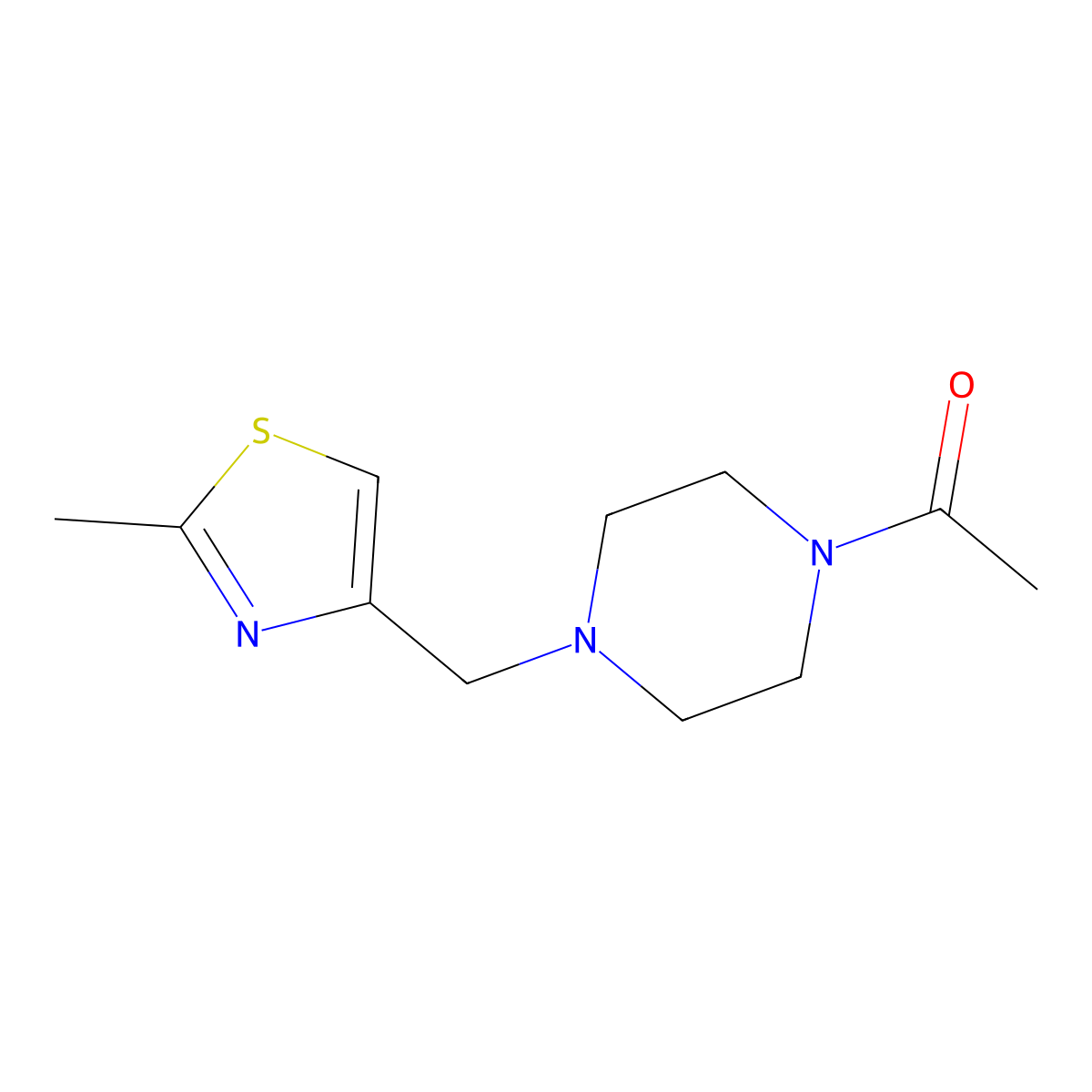 1-(4-((2-Methylthiazol-4-yl)methyl)piperazin-1-yl)ethanone molecular structure, CAS 1305711-62-9